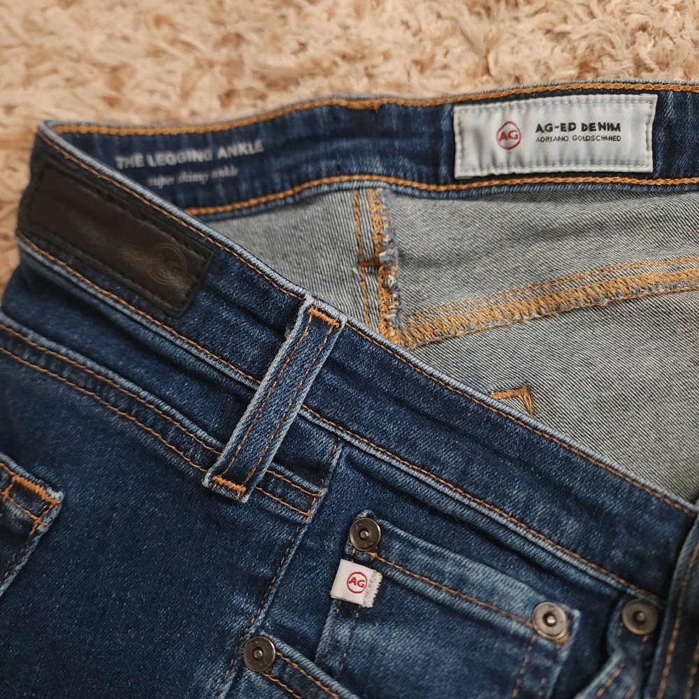 AG Adriano Goldschmied The Legging Ankle Jeans Womens 31R Blue Super Skinny Mid